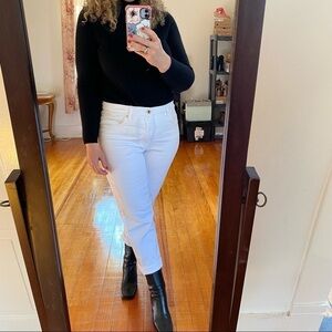 White jeans Ella Moss High Rise White Jeans Cropped Straight